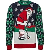 The Ugly Sweater Co. Mens Sports Golf Sports Ugly Christmas Sweater for Holiday Fun Design, Snug Fit Breathable Crewneck