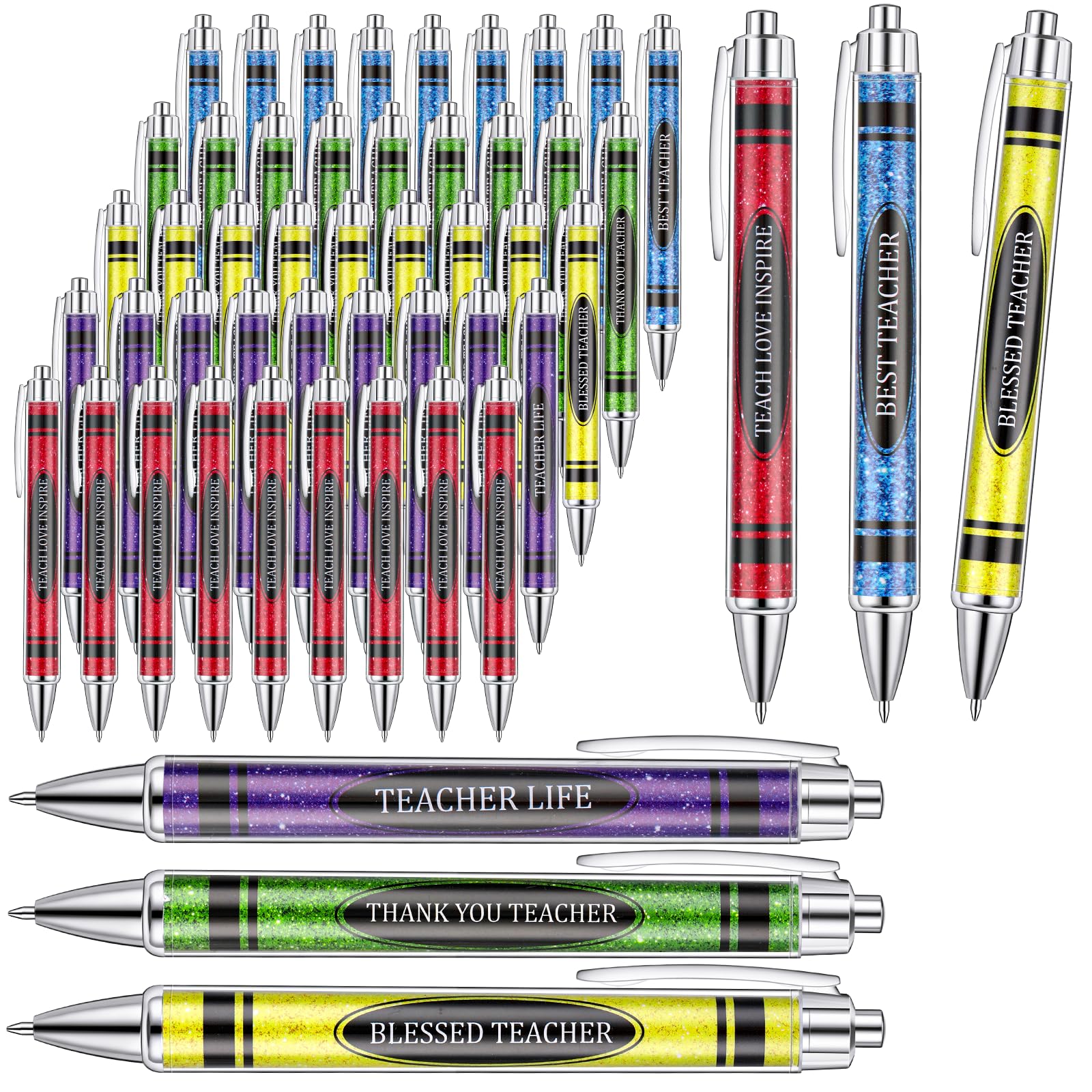 48Pcs Back To School Gift Set - Pencil Theme Glitter Pens & Mini Notebooks For Students Teachers