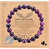 BABORI Sympathy Gifts for Loss of Loved one Memorial Healing Remembrance Condolence Grief Present for Women Pink Beads Bracelet With Angel Wings