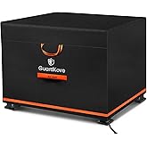 [Upgraded 1000D Heavy Duty Fabric] 32” Fire Pit Cover Square for 29”- 32” Fire Pit/Table, Waterproof Tear & Fade Resistant Firepit Cover with Buckle, Air Vents, Drawstring (32”L x 32”W x 24”H, Black)