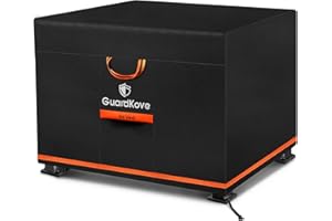 GUARDKOVE Fire Pit Cover Square 32 Inch [2025 Upgraded 1000D Heavy Duty Fabric] for 29”- 32” Fire Pit/Table, Waterproof Tear & Fade Resistant Firepit Cover with Buckle, Drawstring (32”L x 32”W x 24”H, Black)