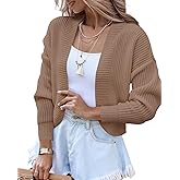 Amarmia Women's Long Sleeve Open Front Knit Cropped Cardigan Sweaters Casual Drop Shoulder Short Shrugs Sweater Coats