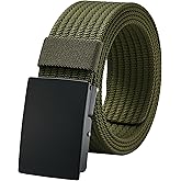 LionVII Men Nylon Web Belts - Metal Buckle, Fully Adjustable Belt Strap for Work, Easy Trim to Fit 28-49" Waist