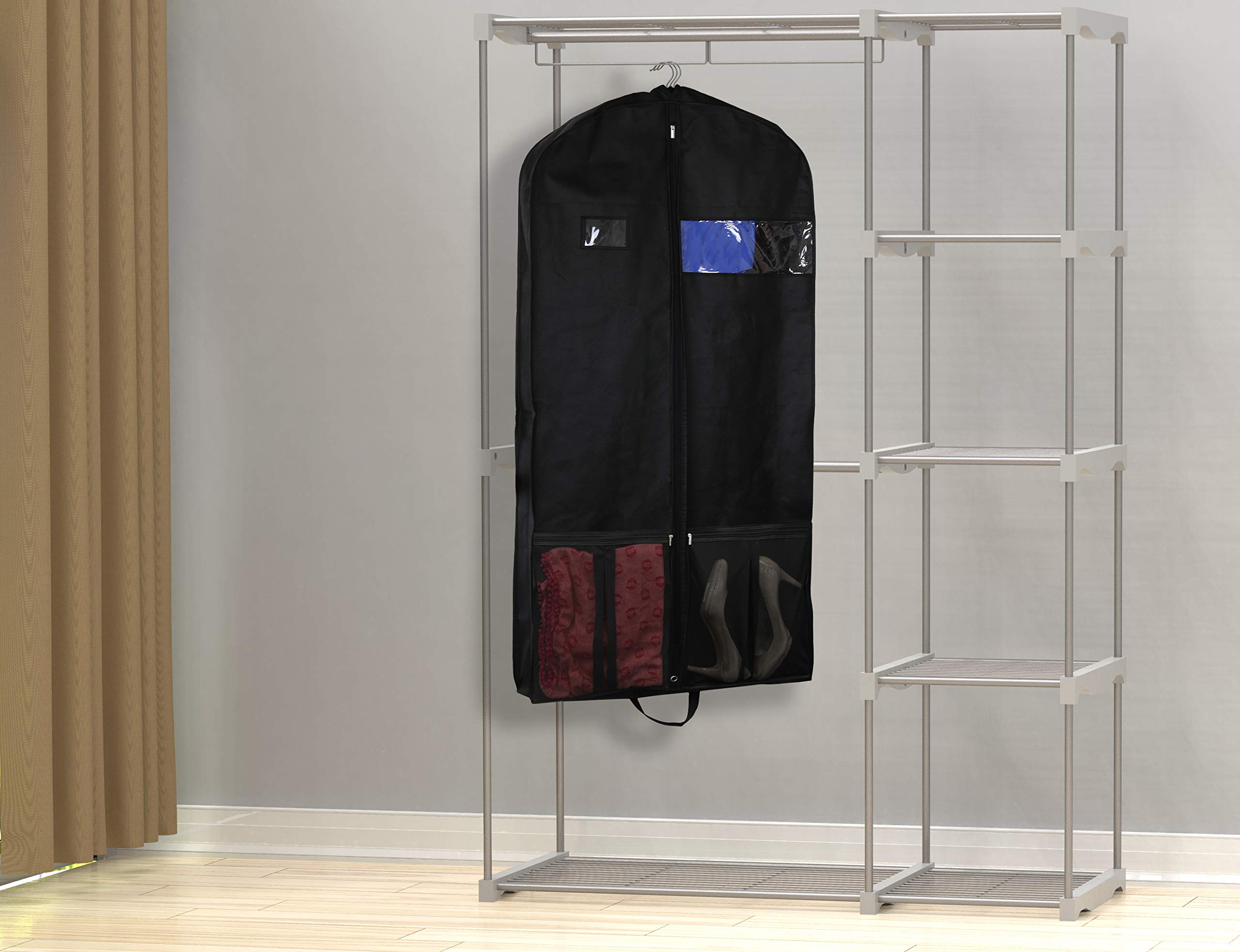 Simple Houseware 43'' Travel Garment Bag with Pockets for Suits, Dresses, Coats, Heavy Duty 300D Polyester