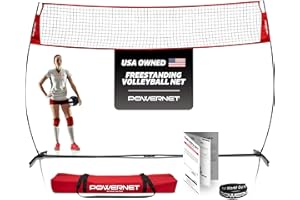 PowerNet Portable Volleyball Net for Backyard Training, Indoor Outdoor Volleyball Practice Equipment, Great for Hitting Serving Drills Small Scrimmage or 1 On 1 Game