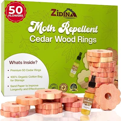 Zidina Moth Repellent Cedar Rings 50 x 100% Natural With Organic Cedar Oil