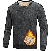 Faleave Men's Sherpa Lined Sweatshirt Fleece Crewneck Winter Thermal Thick Pullover Top