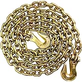 SALIFTFE 3/8 Chain Trailer Chains with Hooks, Grade 80 Tow Log Chain 7100 lbs Working Load for Truck Farm Construction(3/8 in x 10FT)