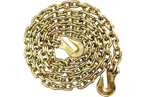 SALIFTFE 3/8 Chain Trailer Chains with Hooks, Grade 80 Tow Log Chain 7100 lbs Working Load for Truck Farm Construction(3/8 in x 10FT)