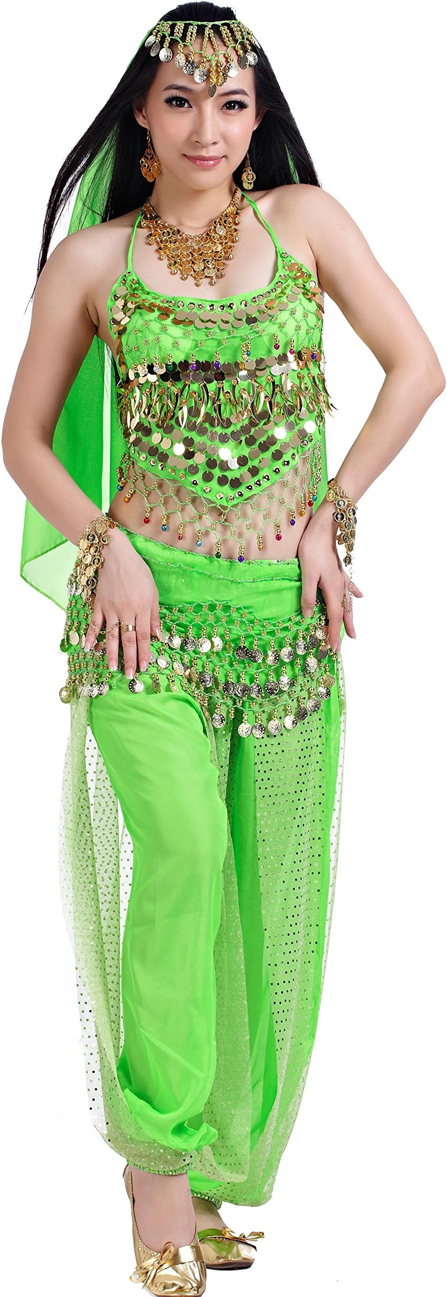 Belly Dance Halloween Carnival India Dance Costume Outfit Accessories Set for Women 12-Cute Color