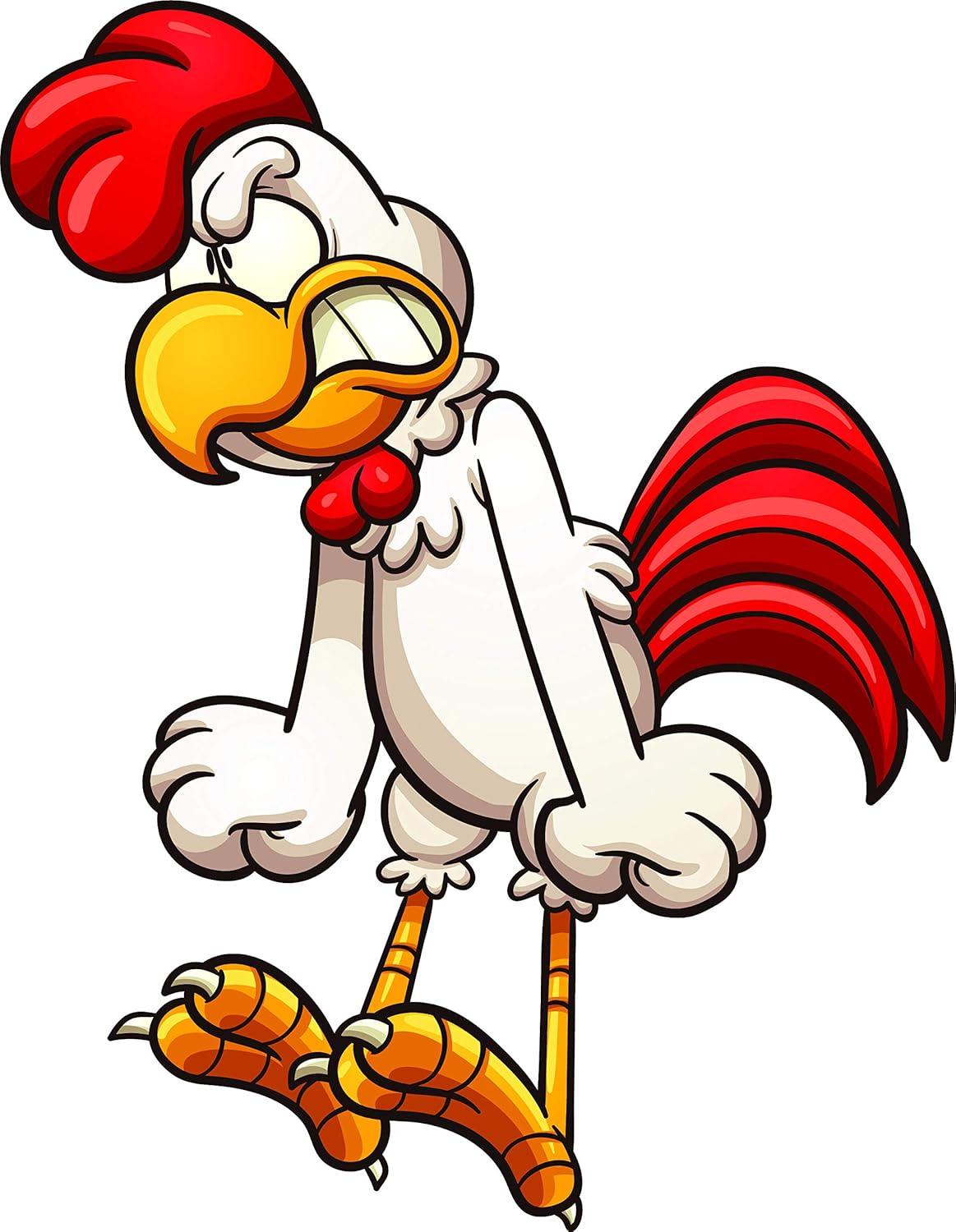 おかしな古典的な雄鶏のニワトリ漫画絵文字ビニールステッカー All Sizes ステッカー デカール 車 バイク Amazon