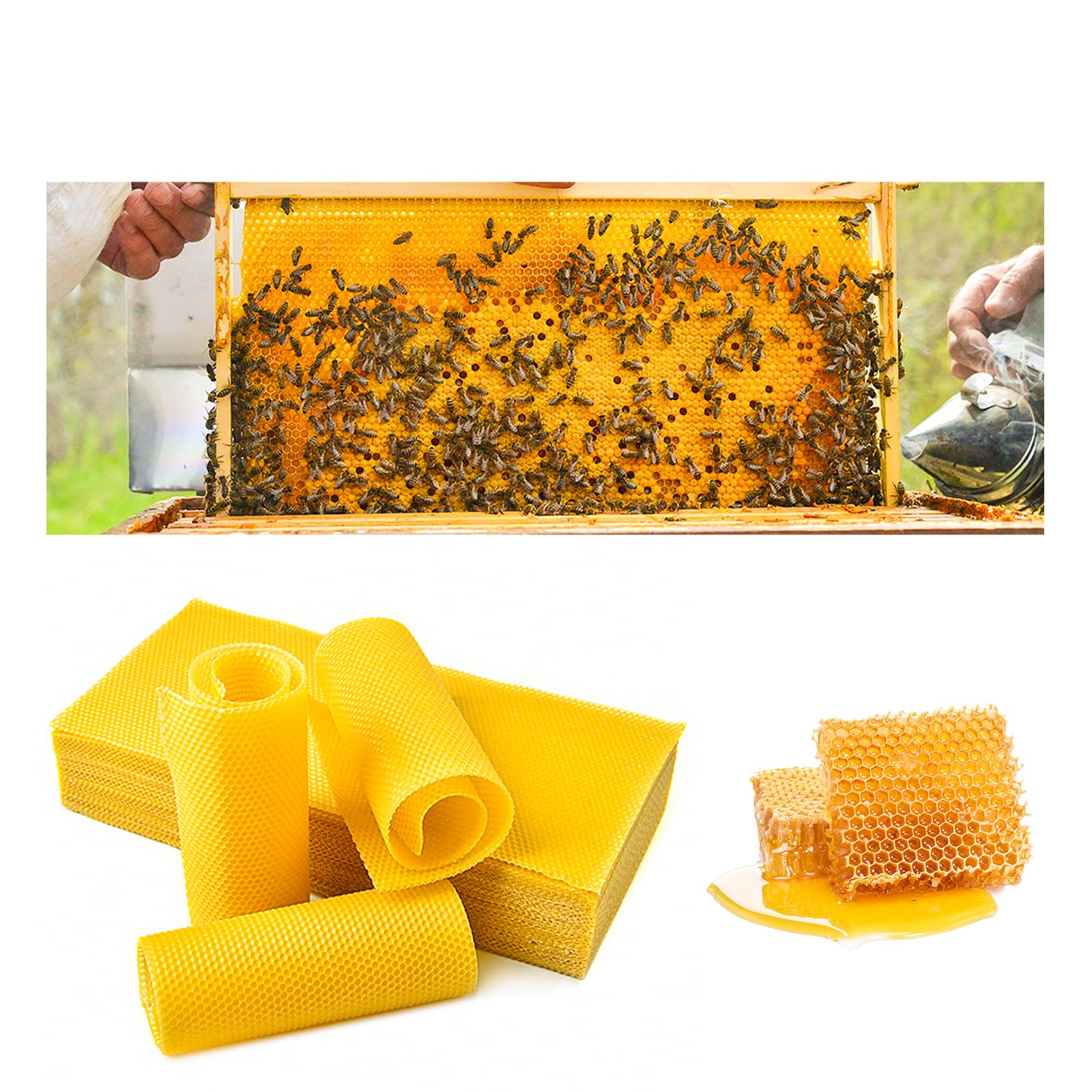 Photo 1 of 30PCS Beeswax Sheets Foundation Sheets 16-1/2 x 8-1/3 inch for Beehives Frames, Beeswax Sheets for Beekeeping,Candles Making, Hives (42cm x 21cm)