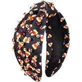 PHALIN Halloween Headband for Women Halloween Accessories Rhinestone Candy Corn Pumpkin Ghost Knotted Headband Costume Party Gifts (Candy Corn 2)