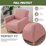 LiveGo Stretch Banquet Armchair Slipcover Pink, Non-Slip Waterproof Knit Chair view 5
