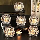SHOHAYTO Set of 6 Glass Tea Light Candle Holders, Votive Candle Holders for Wedding Table Centerpieces, Tealight Holders for Christmas Party & Home Decor