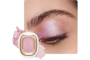 Sparkle Single Eyeshadow Palette, Glitter Shimmer Pink Highly Pigmented Eye Shadow Lightweight, Long-Lasting Brighten Eyeshad