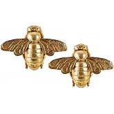 LuckySunDecorQZ Gold Bee Wall Decor Insect Wall Sculptures 3D Hanging Honey Decorative Bug Beetle Lizard Gecko Figurine Artwork Decor for Living Room (Bee2)