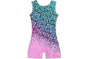Kinberr Gymnastics Leotard for Girls Quick Dry One-Piece Bodysuits Outfits Unitard with Shorts 3-10 Years