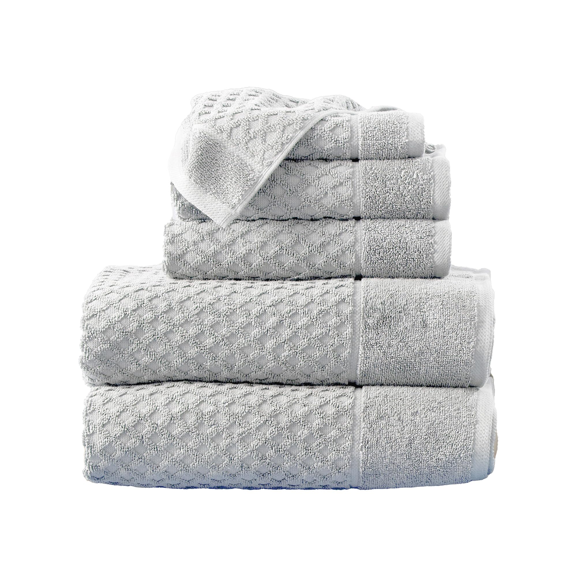 Photo 1 of Light Grey Bath Towel - 100% Cotton 6 Piece Towel Set - 2 Bath Towels, 2 Hand Towels, 2 Washcloths - Absorbent, Durable, Quick-Dry Towels for Bathroom