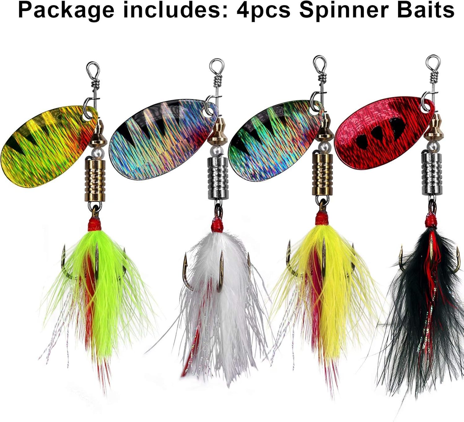 THKFISH Spinner Baits Fishing Spinners Spinnerbait Trout Lures Fishing Lures for Bass Trout Crappie B-1/7oz 8pcs : Sports & Outdoors
