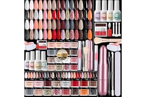 VANSISOS Dip Powder Kit with Everything: Multi-Colored Nail Dip Powder Set with Top & Base Coat Activator Brush Saver with Nail Drill for DIY At Home