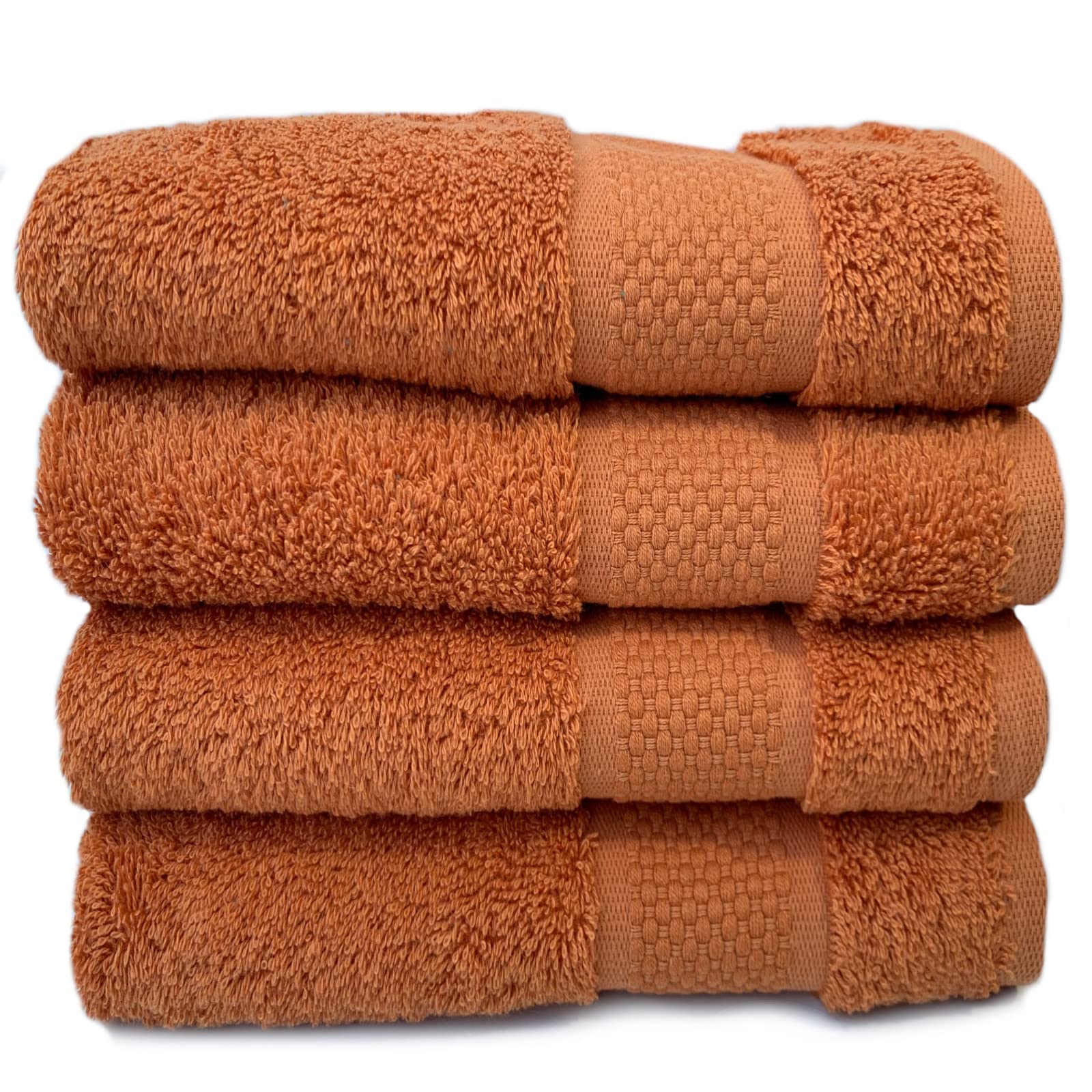 Sue Rossi Organic Turkish Cotton Guest Towels Set Of 4, Kitchen Or Bathroom Pack, Size 30cm x 50cm, Soft, Fluffy & Absorbent 600gsm Towel (Orange, 4) — image 1
