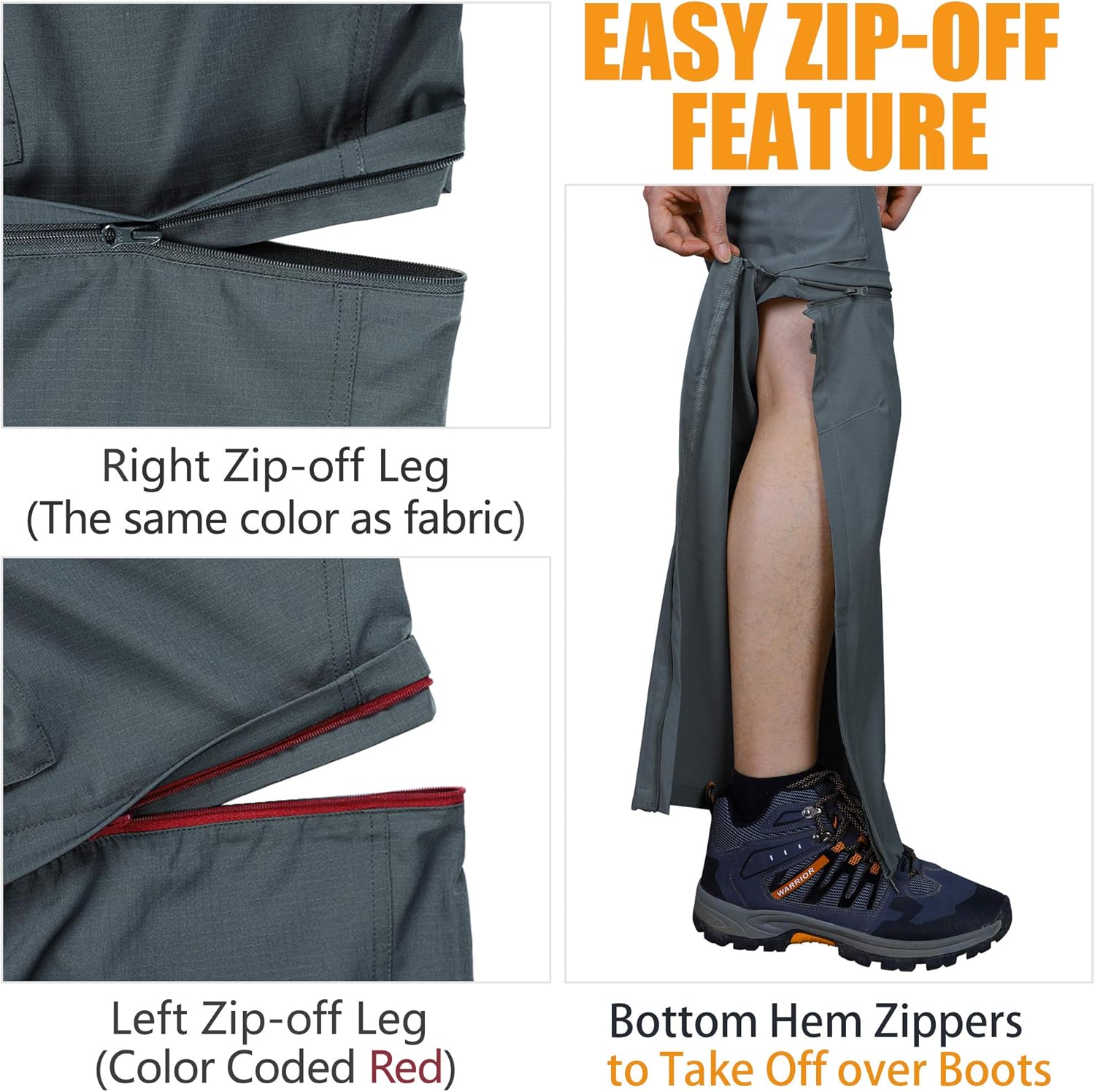 33,000ft Men's Convertible Hiking Pants, Quick Dry Stretch Zip-Off Pants, Lightweight Cargo Pants for Camping, Fishing: Clothing