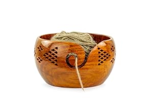 Nagina International Premium Rosewood Crafted Yarn Storage Bowls with Decorative Carved Handmade Grills - Knitting & Crochet 