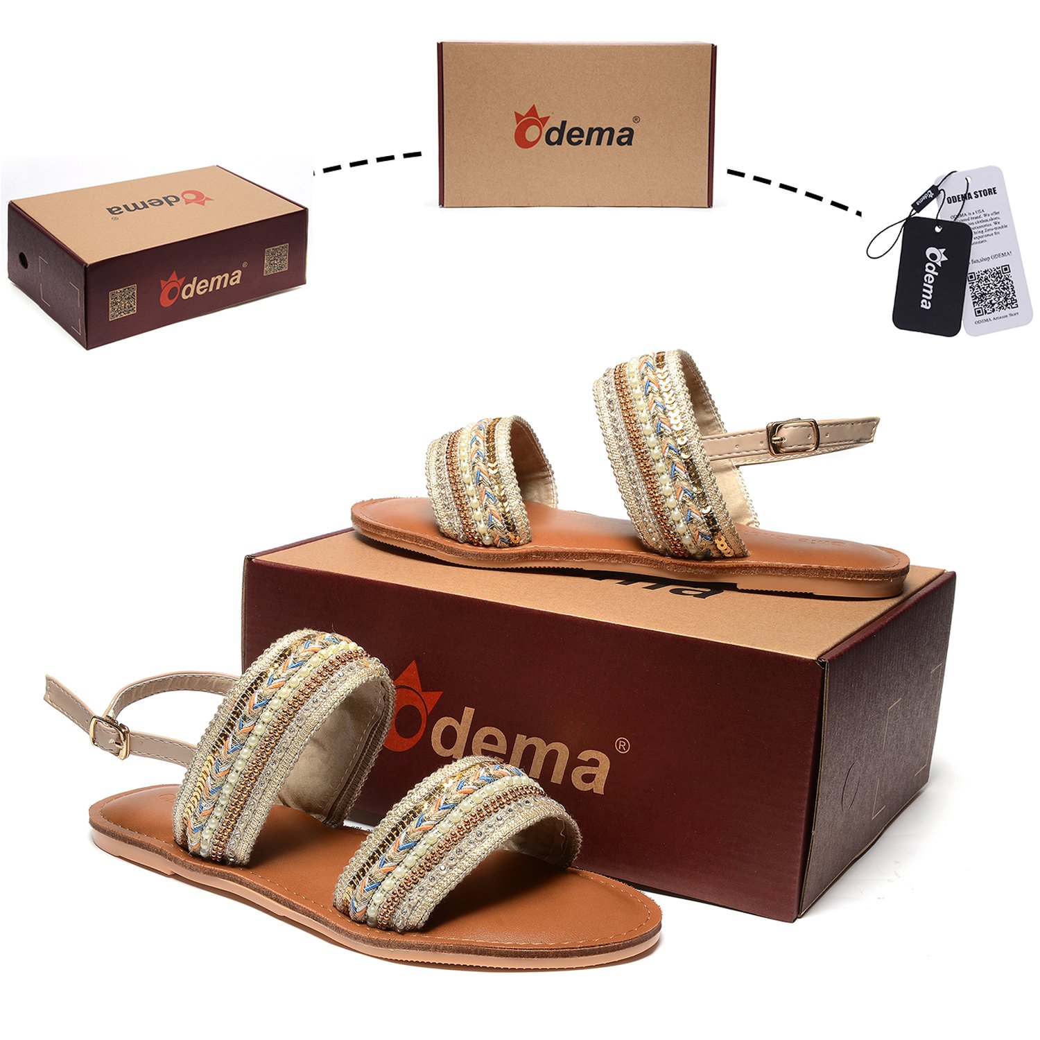 Odema Womens Flat Slingback Sandals Buckle Open Toe Shoes Sandals Size 6-8.5 Apricot - Image 4