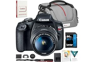 Canon EOS Rebel T7 Digital SLR Camera 18-55mm f/3.5-5.6 is II Kit 2727C002 Bundle with Lexar Premium 64GB SDXC Memory Card, Deco Essentials Camera Bag and Corel Photo Video Suite