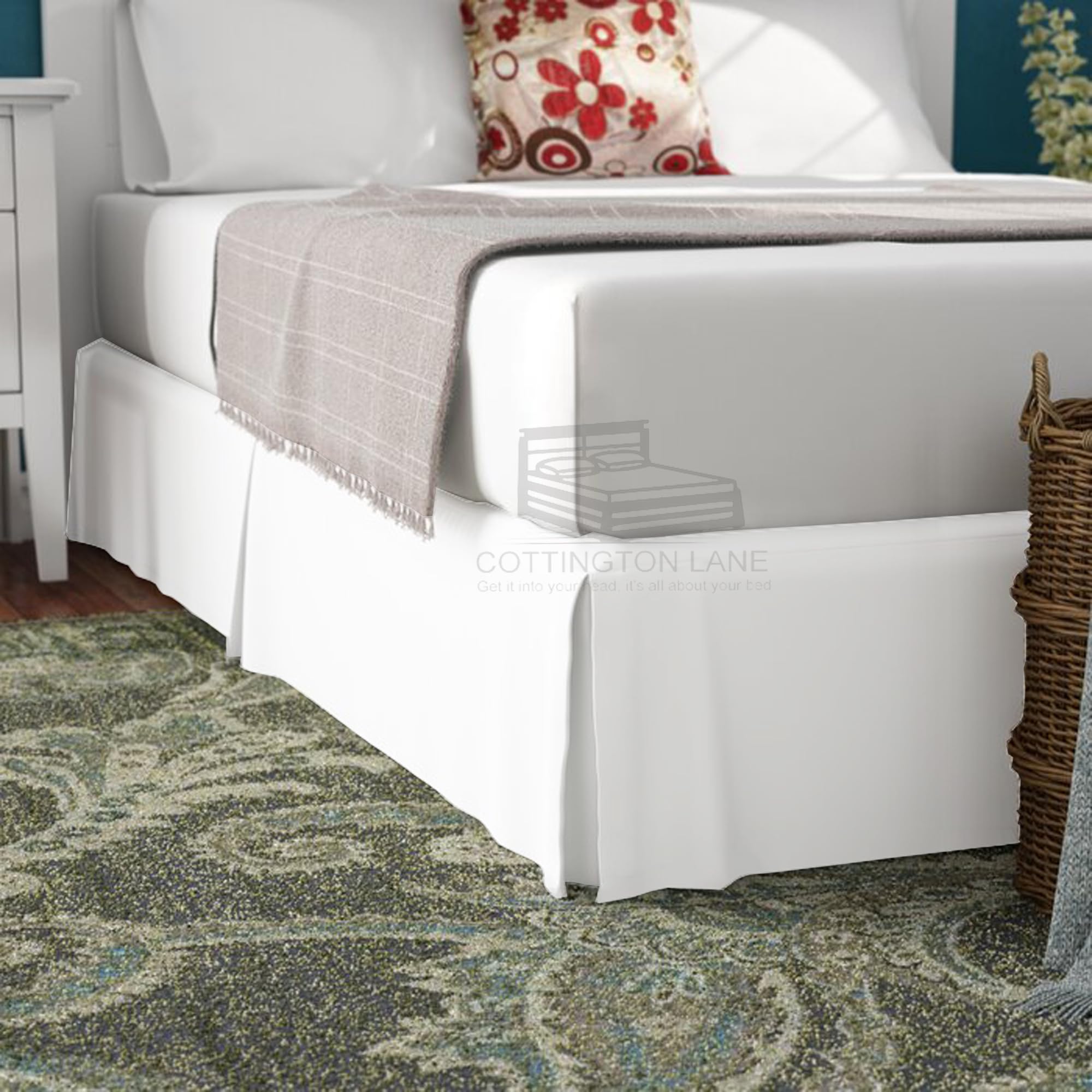 Luxury Pleated Bedskirt Full Size 16 Inch Drop Split Corners