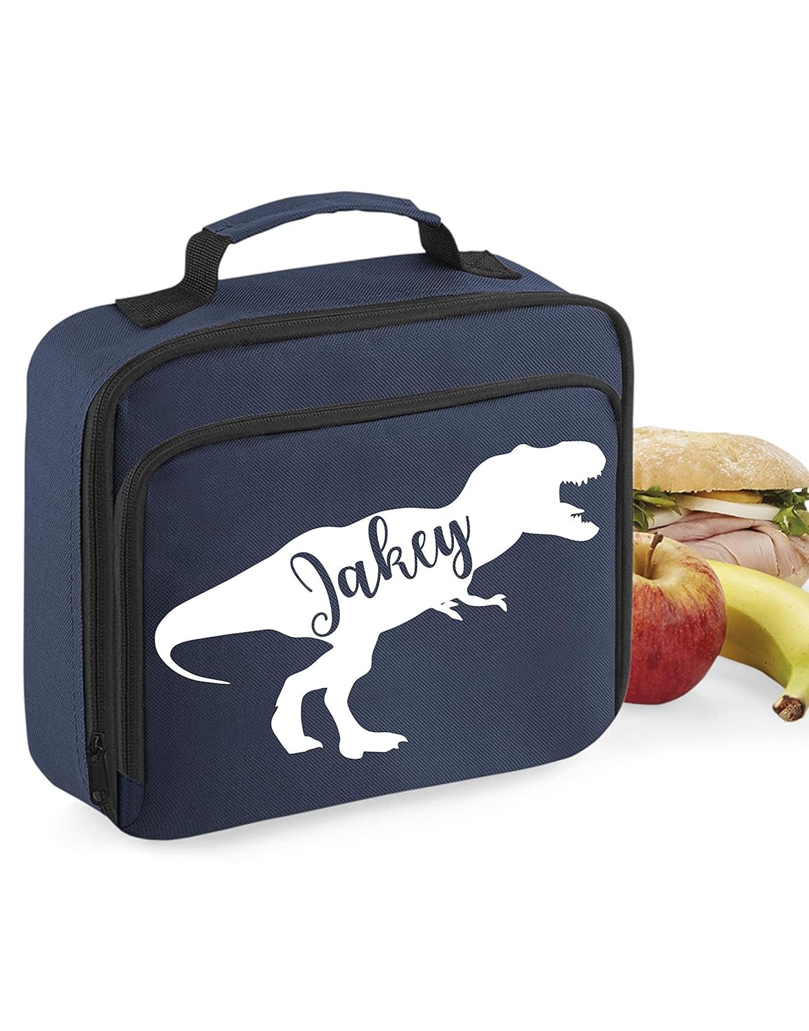 personalised dinosaur lunch bag