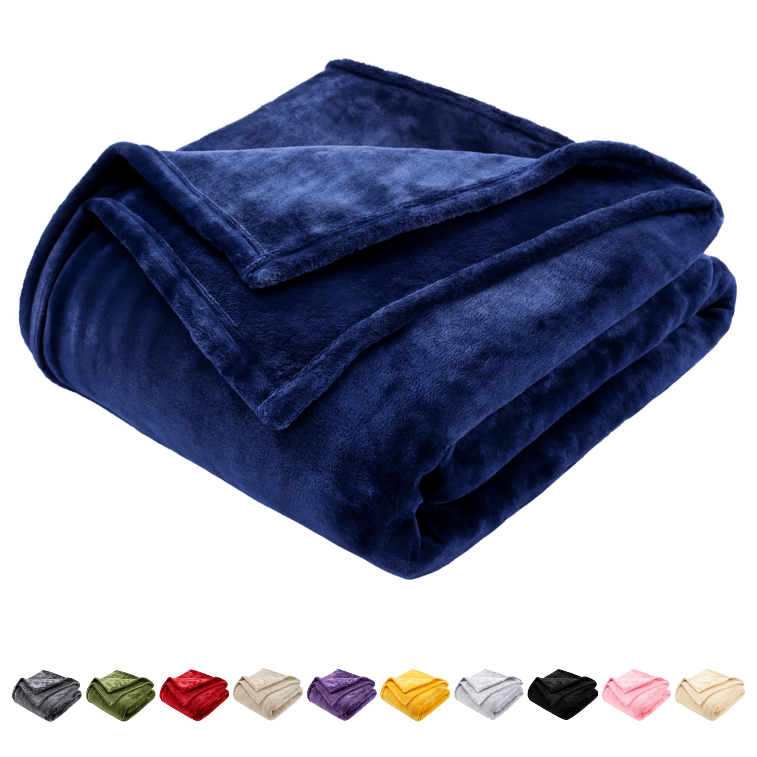 GonZalo GraCia. Reversible Fleece Throw Blanket King Size | Ultra Soft & Fluffy Fleece Blanket for Sofa, Couch & Bed | OEKO-TEX Certified, Breathable & Warm Bed Blankets (Prime Navy, King 200x240 cm)