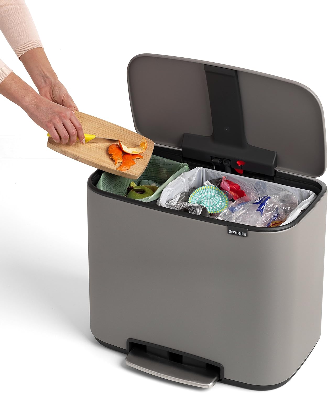 Brabantia Bo Pedal Bin 11L + 23L Inner Buckets (Mineral Concrete Grey) Waste/Recycling Kitchen