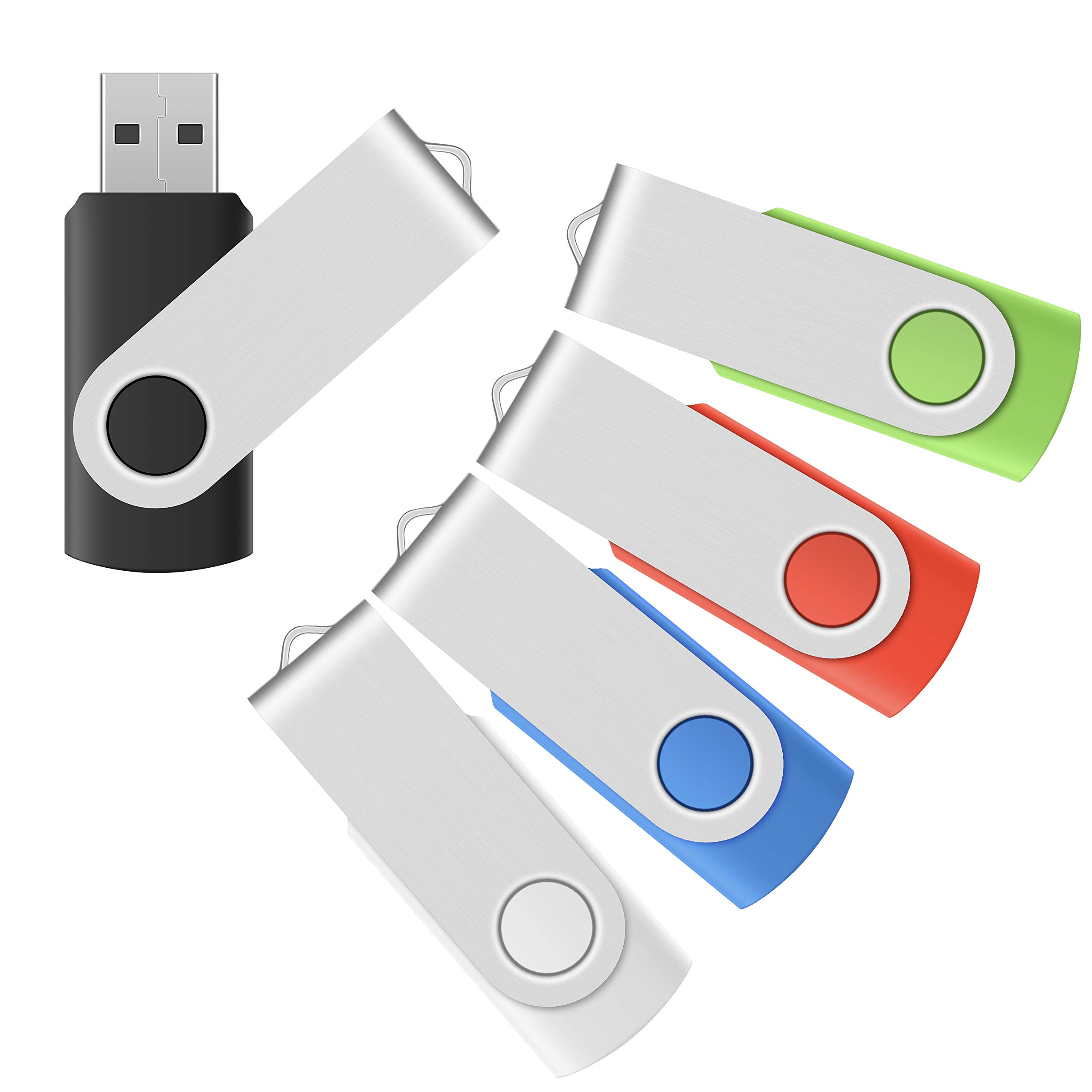Photo 1 of Enfain 5-Pack 32GB USB 2.0 Flash Drives – Swivel Thumb Drives with LED Indicator & 12 Labels | Multicolor for Organization | PC/Mac/Linux Compatible