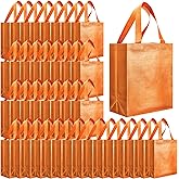Eccliy 80 Pieces Gift Bags Set Glossy Reusable Tote with Handle Grocery Bags for Wedding, Easter, Valentines, Spring Events(10 x 8 x 4.7 Inch,Orange)