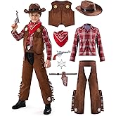 Spooktacular Creations Halloween Cowboy Costume for Boys, Kids Brown Western Costume for Toddler Halloween RolePlay Party