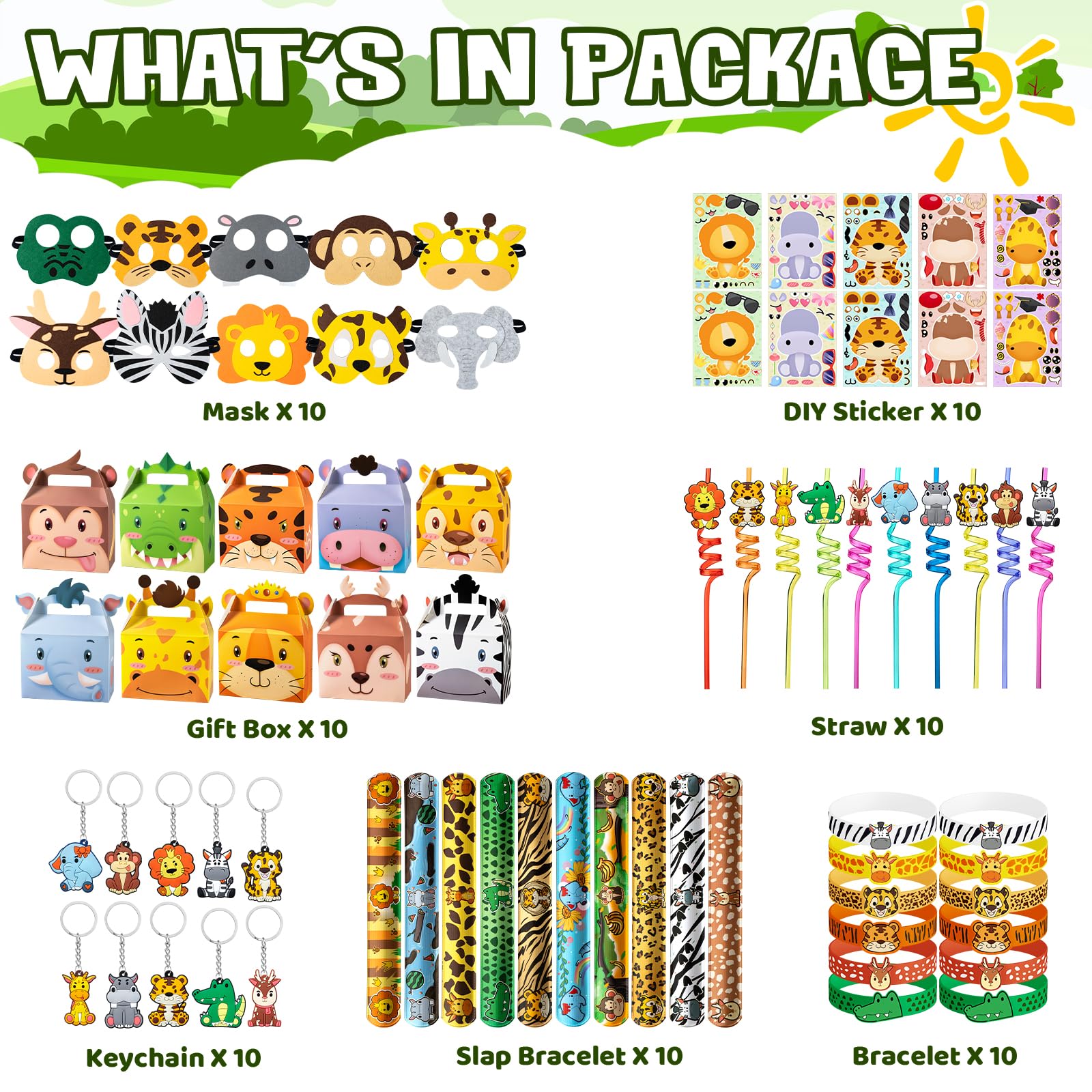 Jungle Safari Party Favors Set Wild Animals Set for Kids Birthday Gifts, Wild Theme Party favors for Kids Birthday Party Baby Shower Goodie Bag Fillers Jungle Safari Party Supplies (Animal)