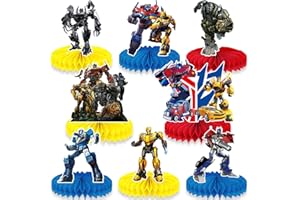 OULUN 8Pcs Honeycomb Centerpieces for Transformers, Birthday Party Decoration for Transformers，Table Decorations Theme 3D