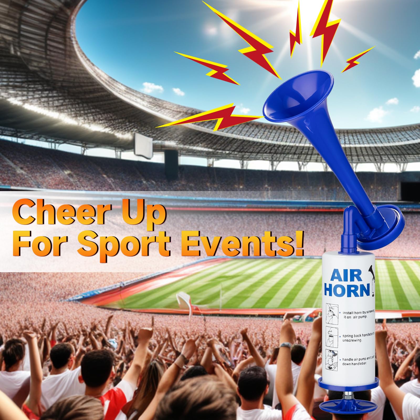 Air Horn for Safety, Loud HandHeld Air Horn for Boats Events Camping Reusable, Sports Pump Horn Loud Noise Maker for Boating Sports Events Birthday Party BANHAO