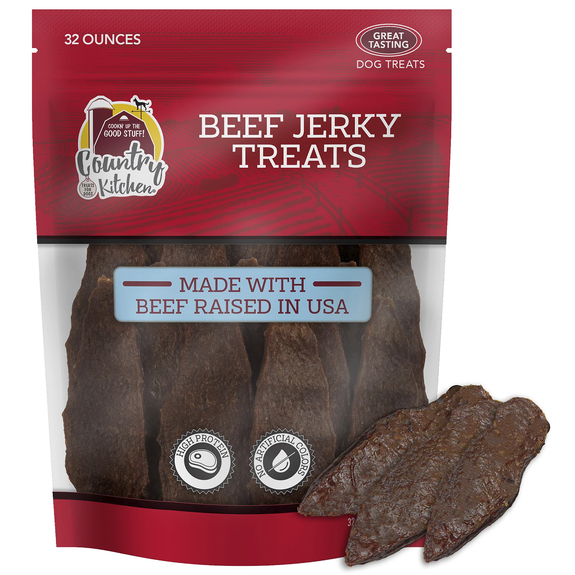 Country Kitchen Beef Jerky Tender Dog Treats, Made with Real Beef, High Protein, Low Fat, No Artificial Colors, 32 oz Image