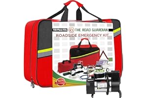 ENERGETICSKY Car Emergency Kit, Roadside Emergency Kit with Portable Air Compressor, Jumper Cables, Auto Vehicle Safety Road Side Assistance Kits for Women Men, with Safety Hammer, Tow Rope