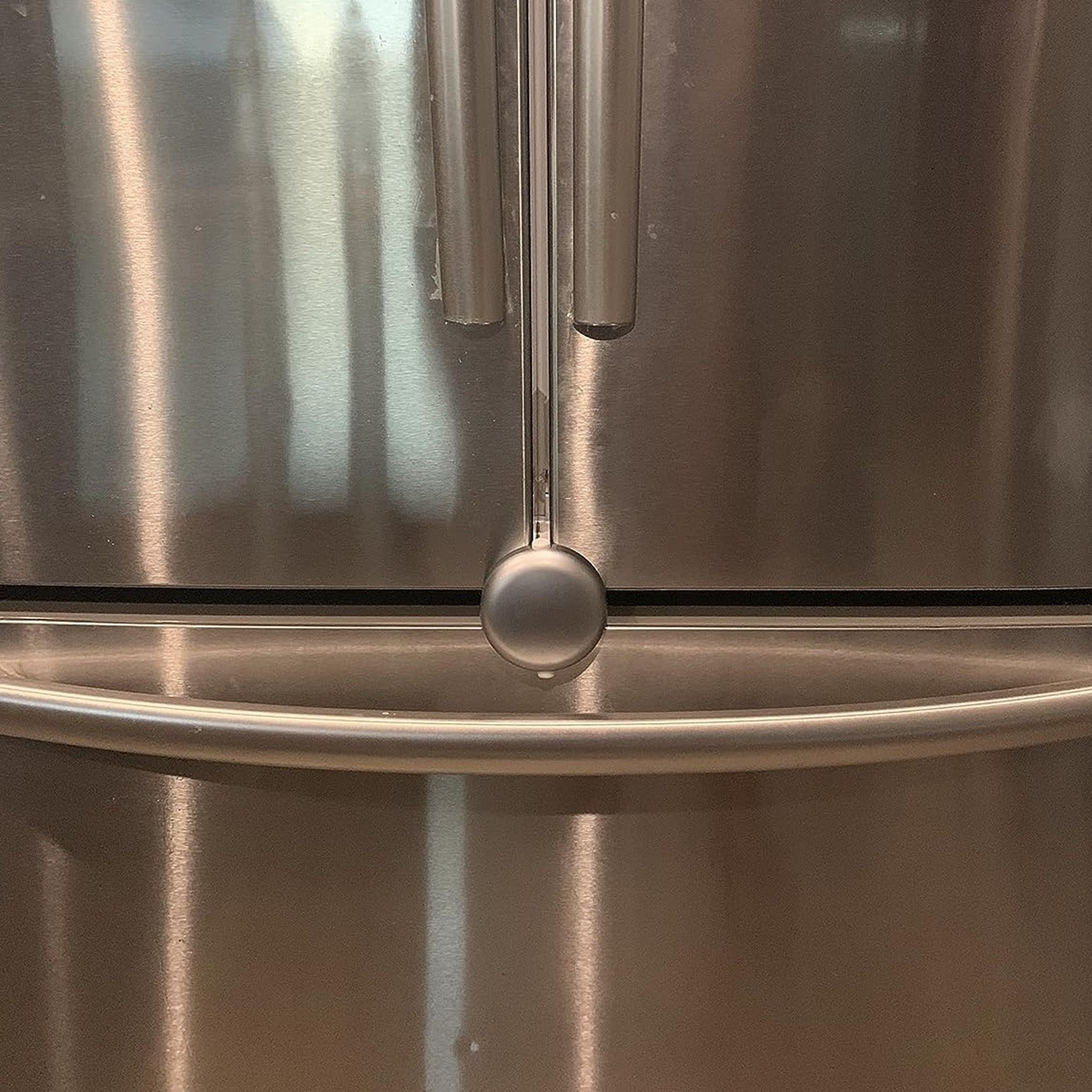 Qdos Safety Adhesive Fridge/Freezer Lock | Chrome | Easy One Handed Operation - Patented ZeroPinch Design - Unique Modern Design Refrigerator Lock - Baby Proofing Doesn't Have to be Ugly