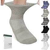 Bulinlulu Bamboo Viscose Diabetic Socks, 6 Pairs Non Binding Ankle Socks, Reinforced Toe, Size 6-9/9-11/13-15