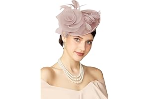 BABEYOND Fascinators Hats for Women - Tea Party Kentucky Fascinator Derby Pillbox Hat Mesh Feathers Headband with Hair Clip