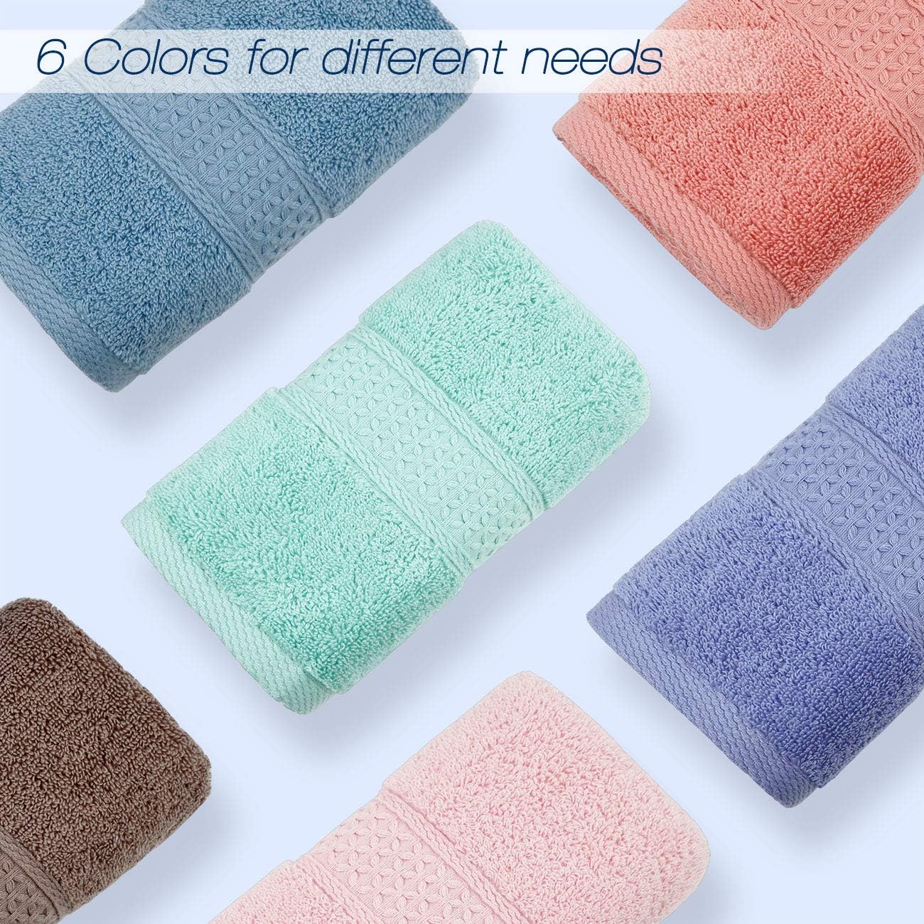 Cleanbear Cotton Hand Towel Set 6-Pack Ultra Soft Hand Towels with Assorted Colors (13 x 29 Inches) Lightweight and Quick Dry Bathroom Towels: Kitchen & Dining