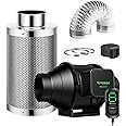 VIVOSUN Smart Air Filtration S4 Kit 4", AeroZesh S4 Inline Duct Fan with E12 Speed Controller, Carbon Filter & 8' Ducting, Cooling & Ventilation System for Grow Tents, Indoor Gardening, Hydroponics