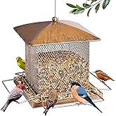 IWNTWY Bird Feeder, Heavy Duty Metal Bird Feeders for Outdoor Hanging, Wild Birdfeeder with Buckle for Garden Yard Outside Backyard, 3.5LB Large Capacity