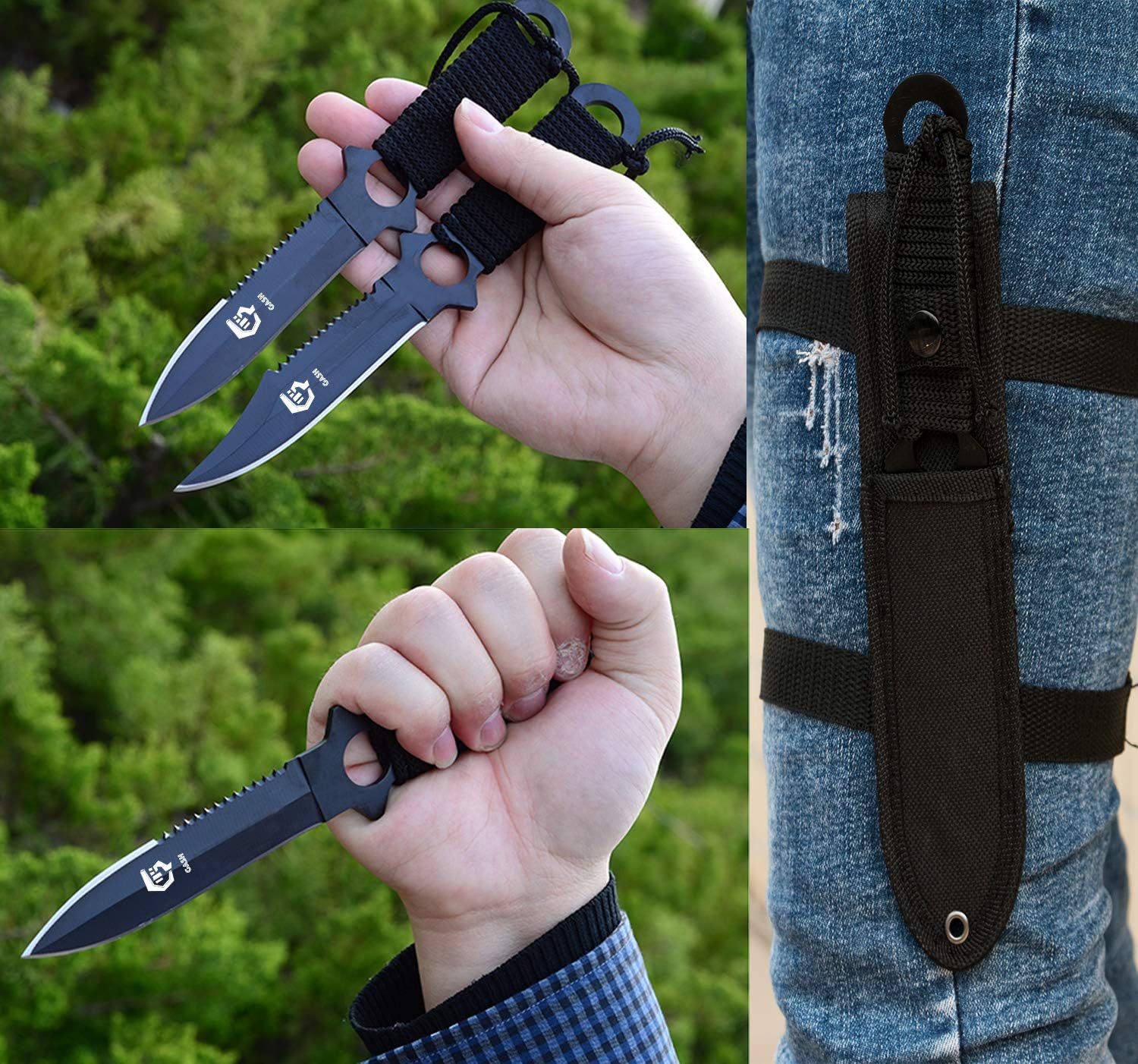 Gasher 2Pcs Scuba Diving Knife Set with Leg Straps & Sheath, Razor Sharp - Lightweight Diving Equipment for Spearfishing, Snorkeling, Hunting, Rescue & Water Sports : Sports & Outdoors