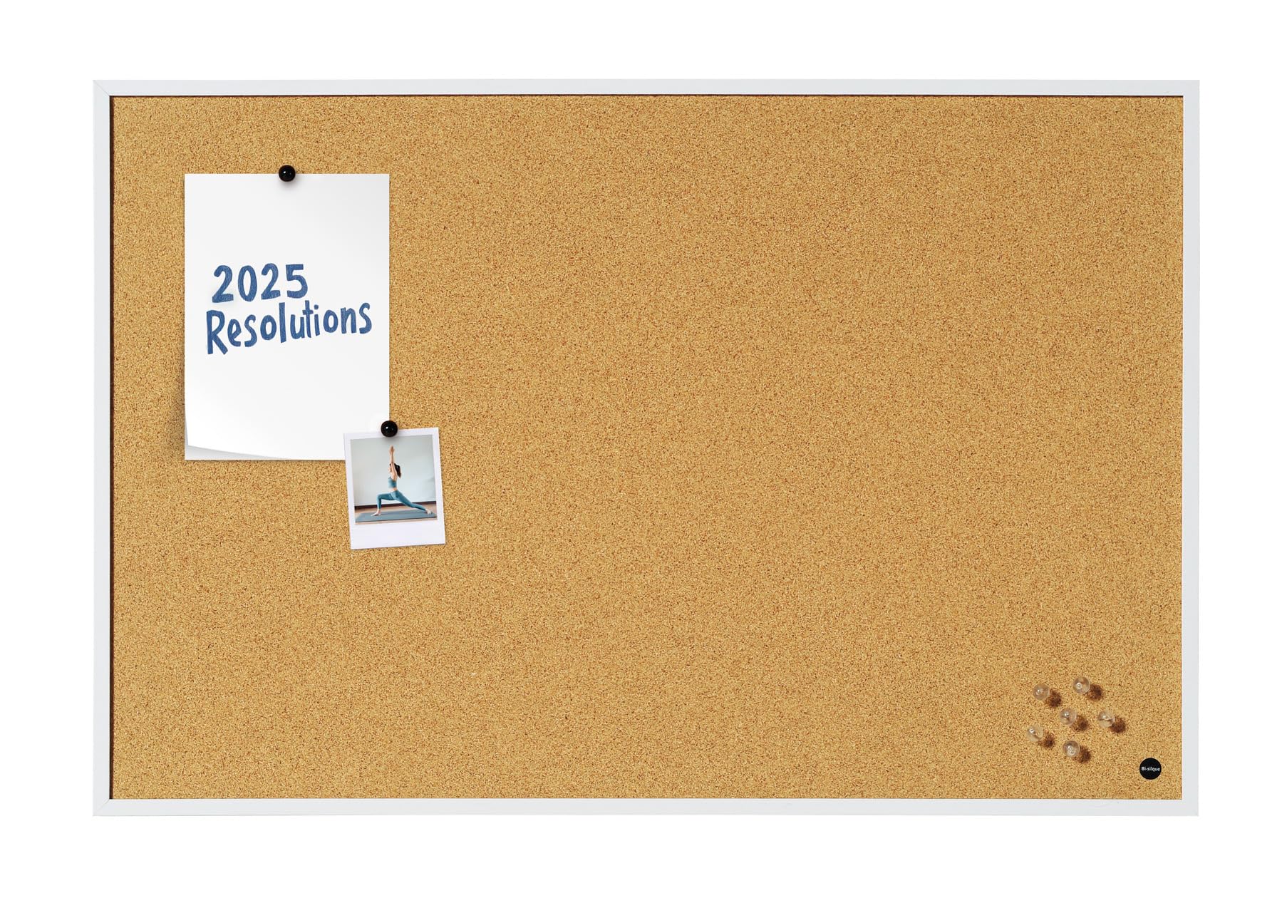 Bi-Office Basic Cork Notice Board with White Frame 885x585 mm